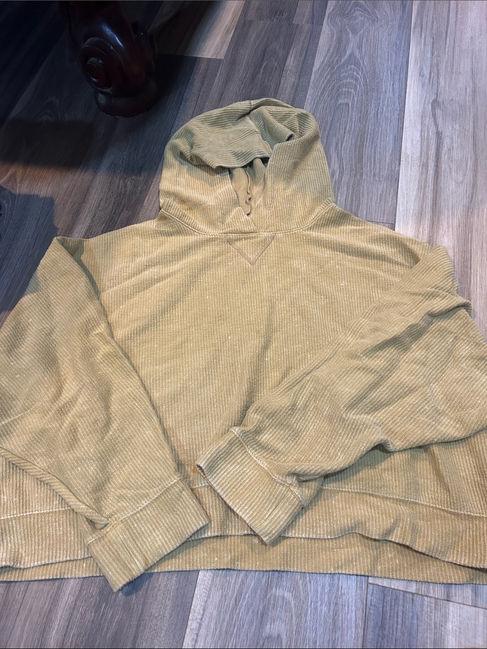 PINK Victoria's Secret Ribbed Hooded Sweater in Olive Green